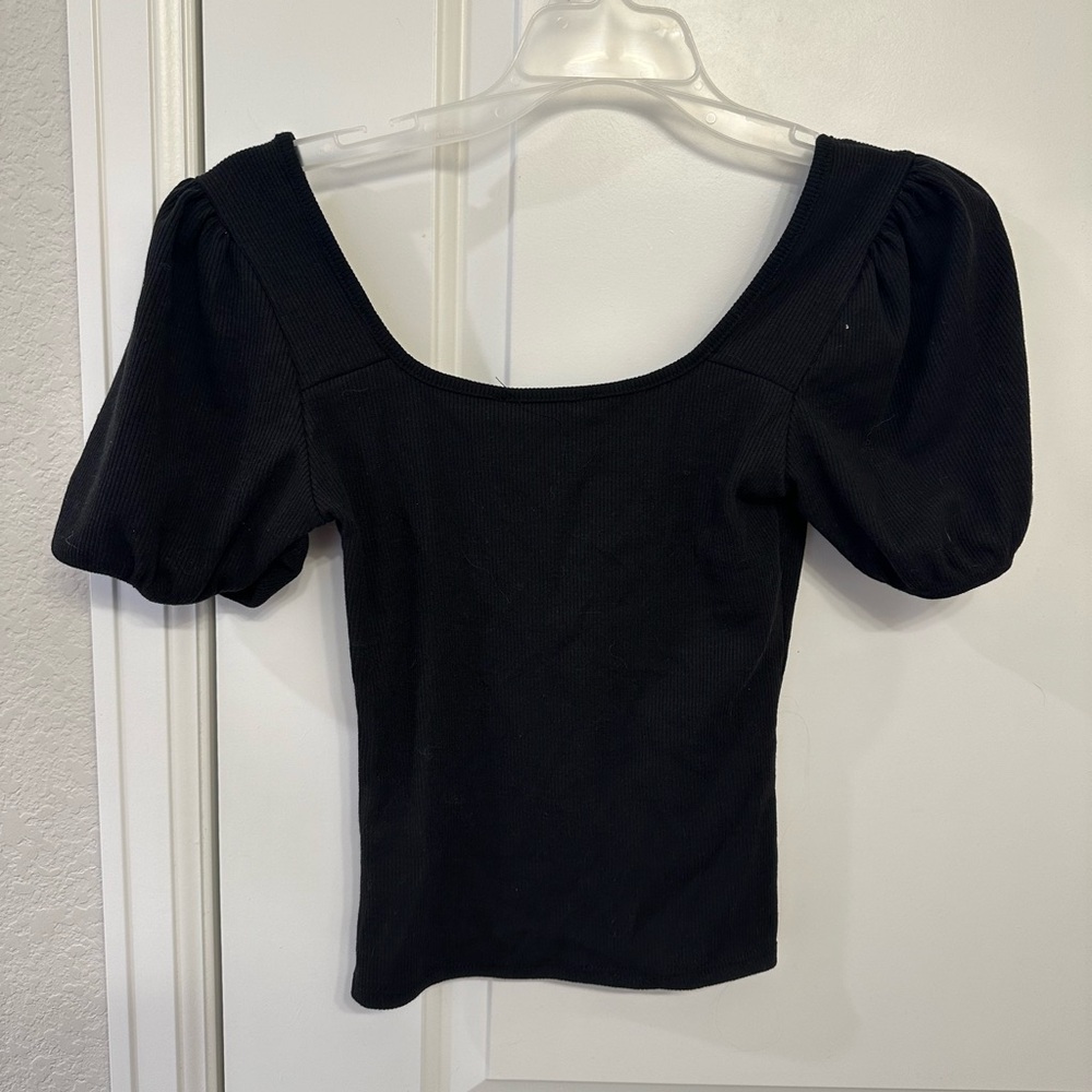Lulus black puff sleeve shirt
